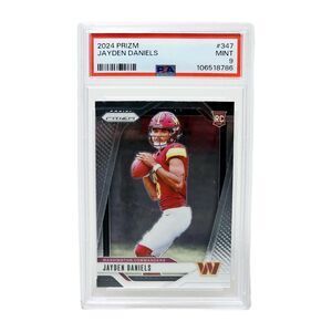 JAYDEN DANIELS RC 2024 PANINI PRIZM #347 PSA MINT 9 OFFENSIVE ROOKIE POY!